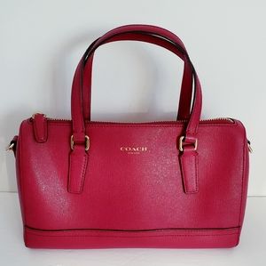 Coach Red/Burgundy Satchel Crossbody Bag - Excellent Condition